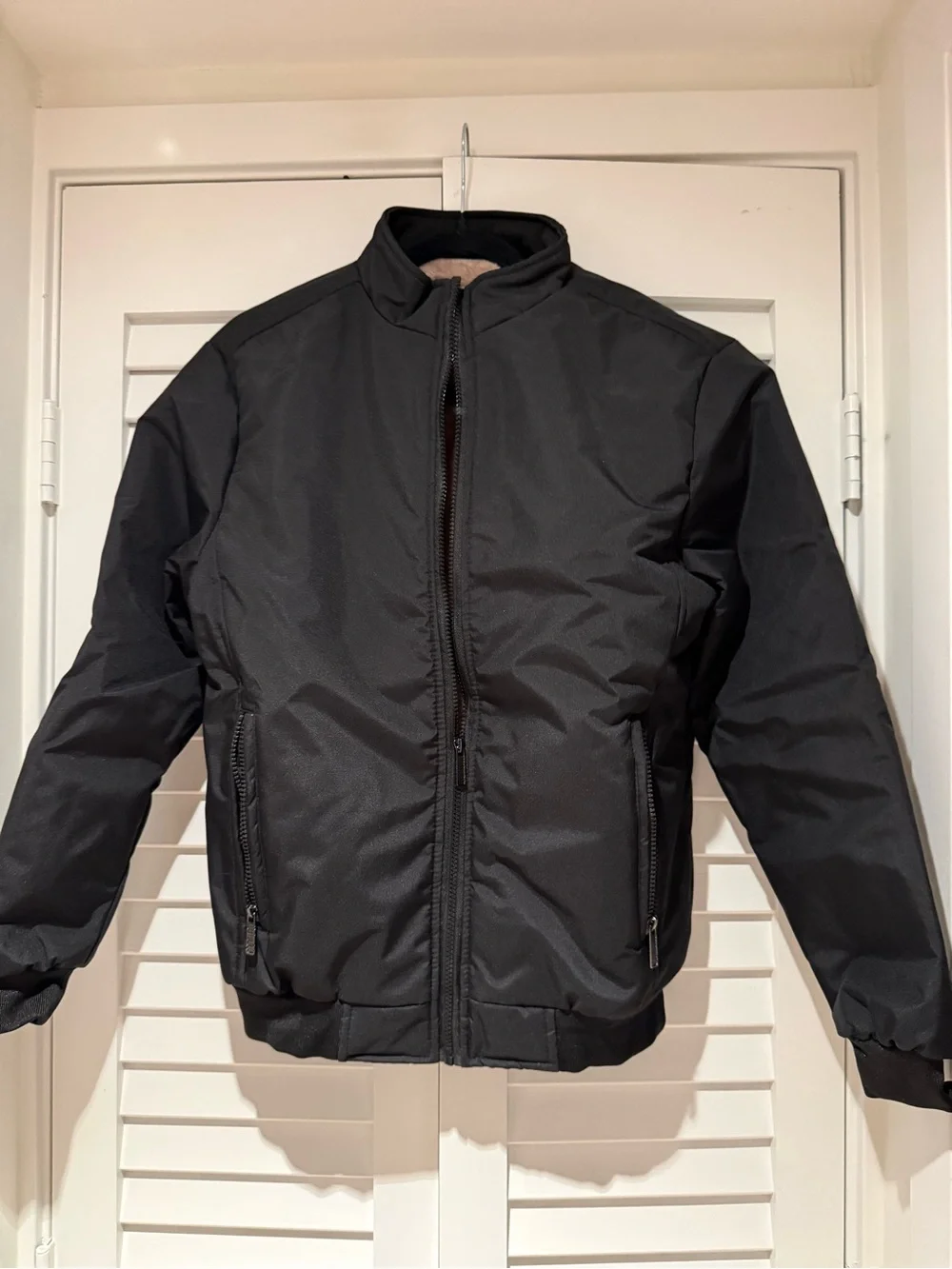 United Gentleman Eversley Men's Black Bomber Jacket with Brown Fleece‎ Lining